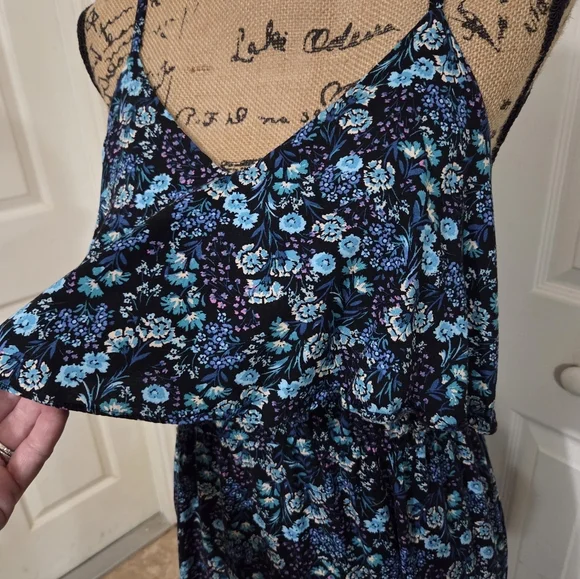 Lauren Conrad Floral Blue Maxi Dress Size L - Picture 3 of 14